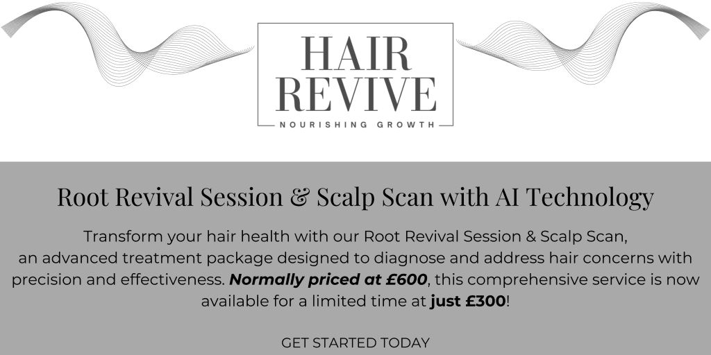 Hair Revive Clinic Special Offer for only £300 with AI Scalp Scanner and 1 Session Exosome Treatment with Target Cool Co2